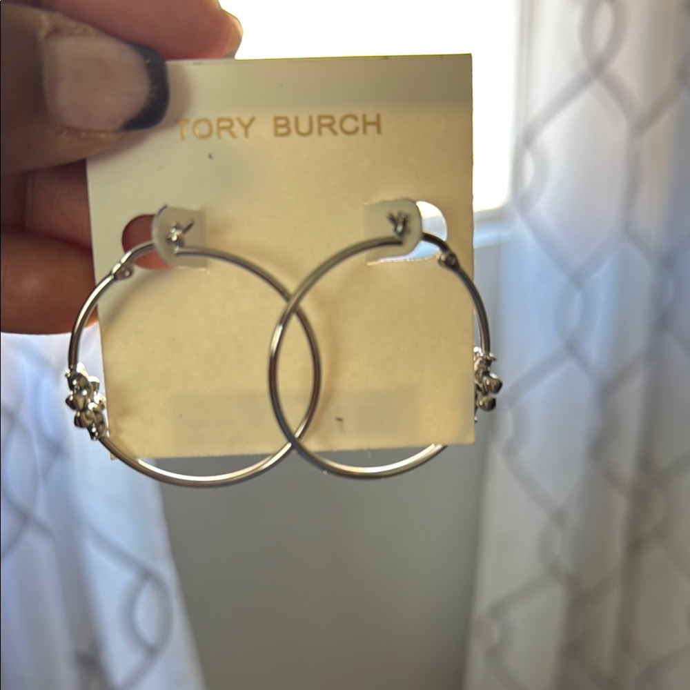 Tory Burch Silver Hoop Earrings